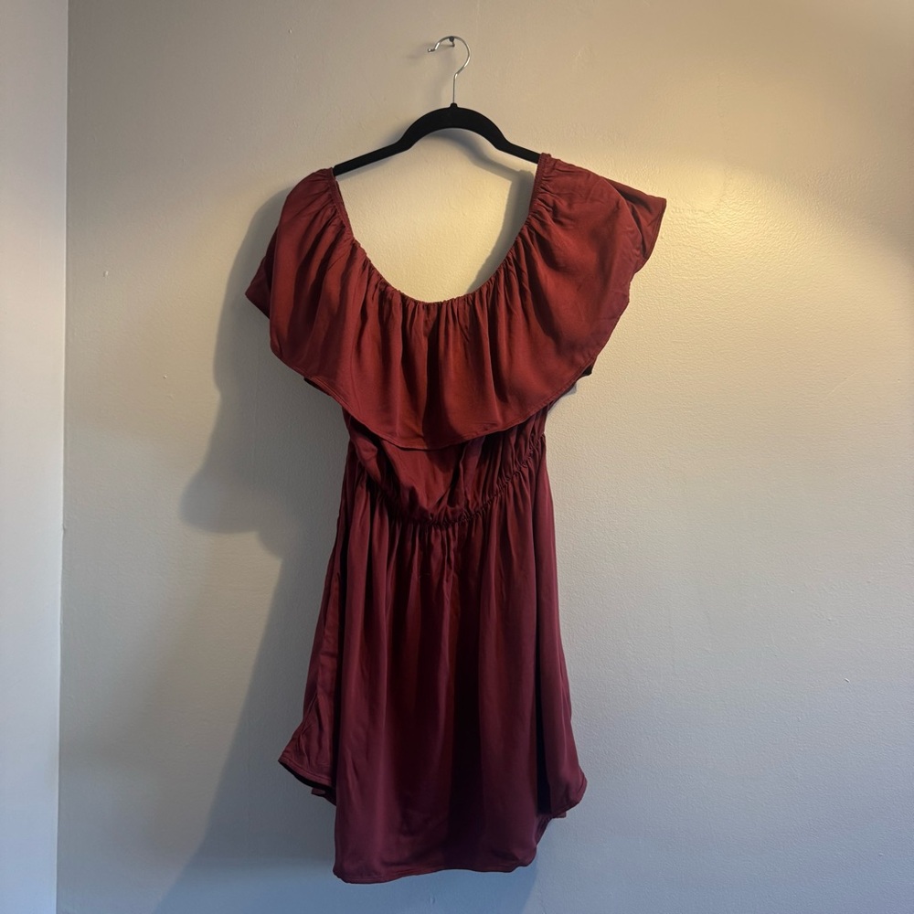 Burgundy Off-Shoulder Dress